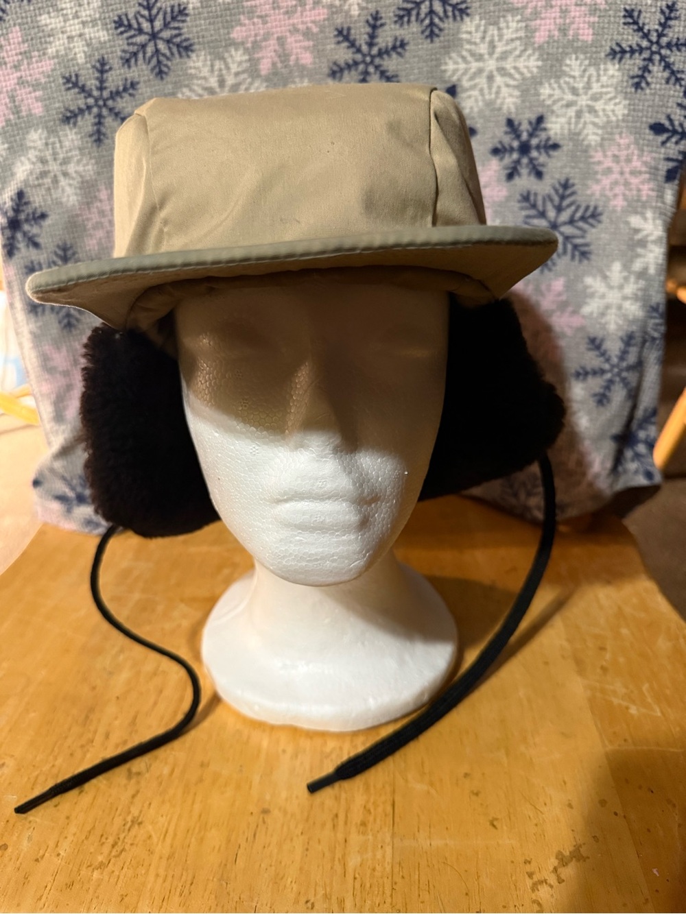 Vintage Eddie Bauer Goose Down Ear Flap Trapper Hat Khaki